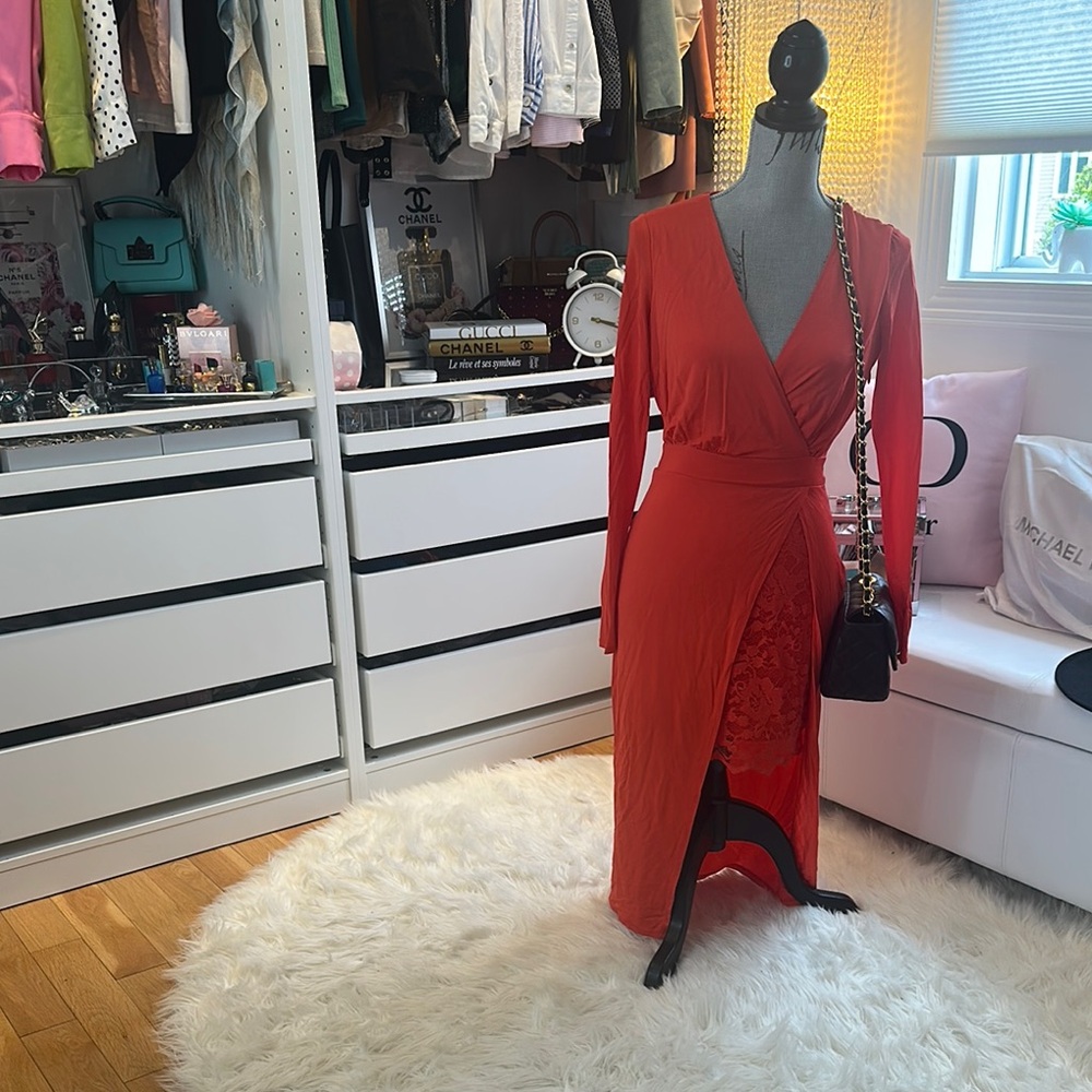 Elegant Red Wrap Dress